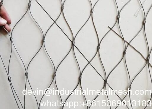 Flexible 304/316 Hand Woven Stainless Steel Knotted Wire Rope Cable Mesh for Zoo Security