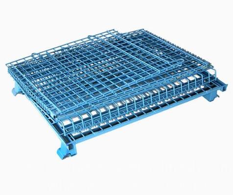 Powder Coated Transportation Warehouse Industrial Collapsible Stacking Metal Wire Mesh Basket
